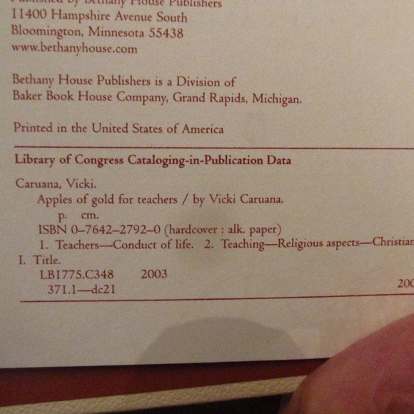 Apples Of Gold For Teachers By Vicki Caruana Hardcover - Picture 6 of 9